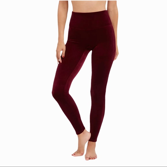 Spanx Velvet Leggings in Color Rich Burgundy - Picture 4 of 6